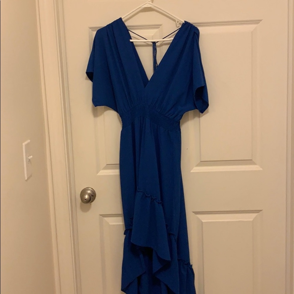 Royal blue high low dress